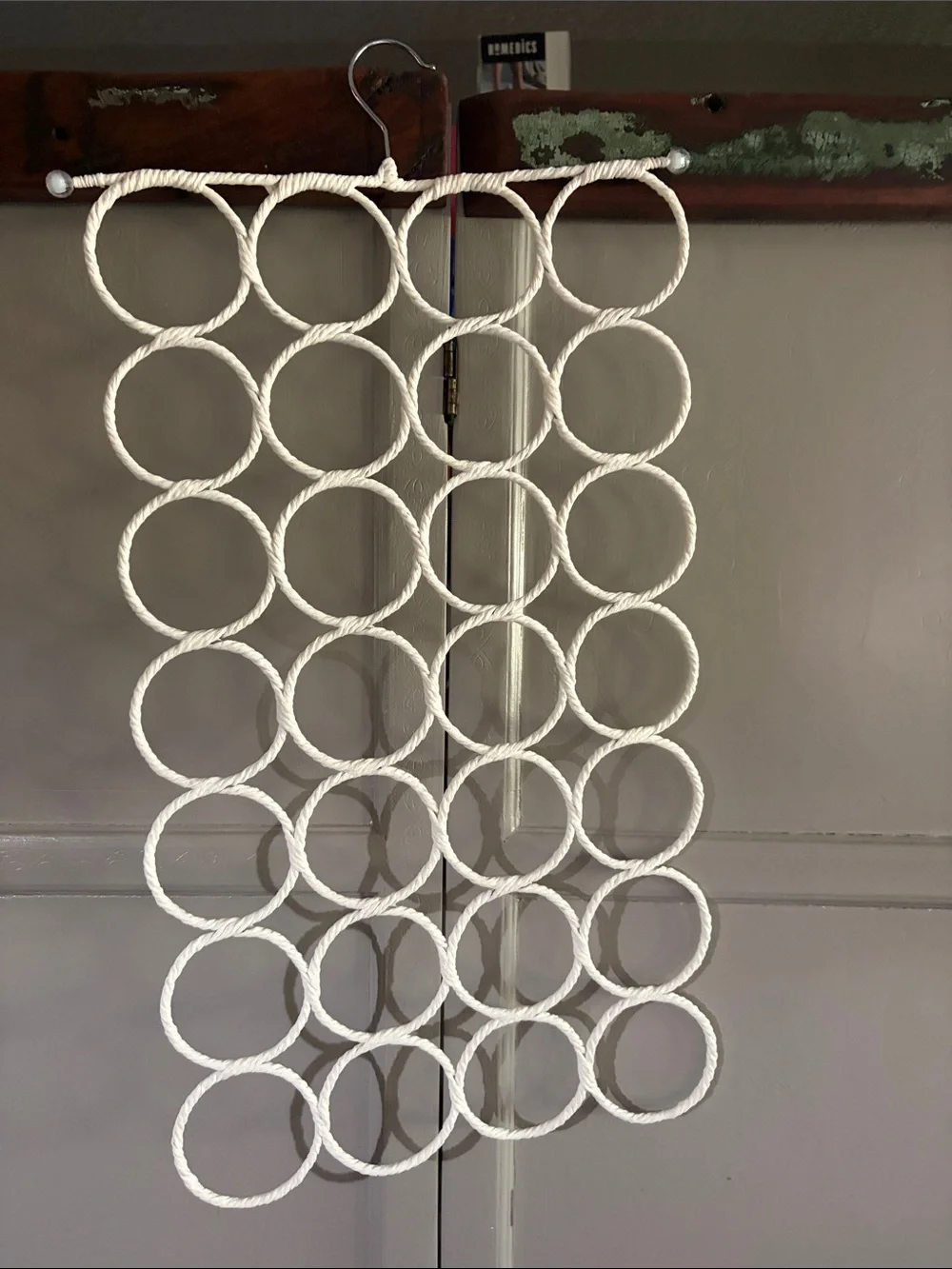 Cream Rope Circle Wall Hanging scarf and accessory holder